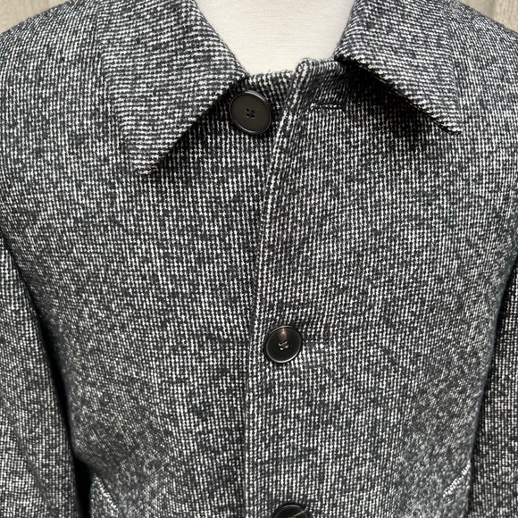 Reiss Wool Cotton Blend Black White Mid-Length Overcoat Coat Jacket - Picture 2 of 8